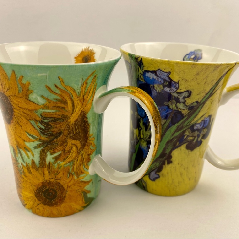 McIntosh Van Gogh Classics Mugs Set Of 2 Irises Sunflowers Fine Bone China
